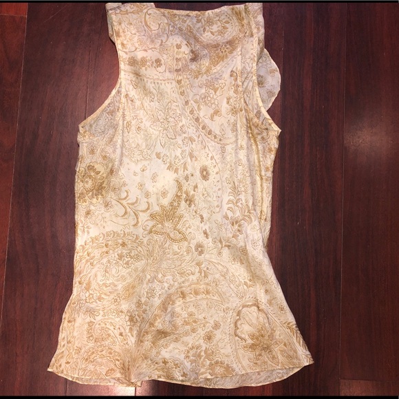 Ralph Lauren Silk Ruffle Beige/Cream Top - Picture 2 of 4